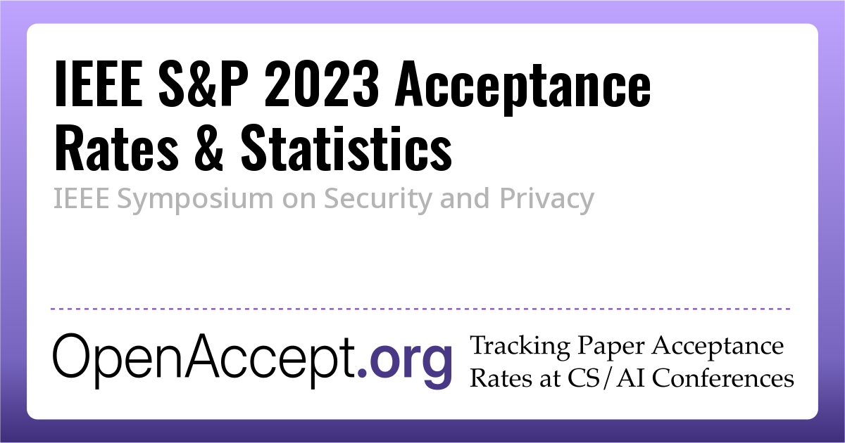 IEEE S&P 2023 Acceptance Rates and Submission Stats - OpenAccept